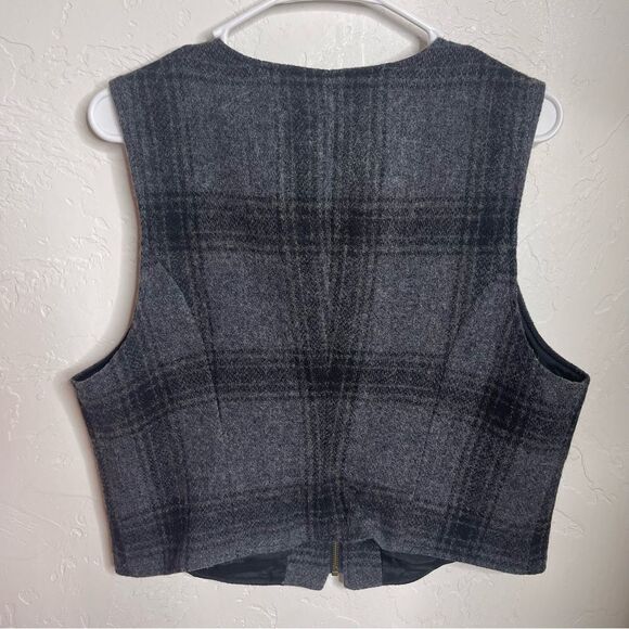 Vintage Harris Wallace Wool Zip Vest Plaid Gray Size Large - Picture 6 of 6